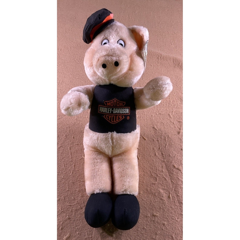 Vintage 1993 Harley Davidson Hog Plush Pig Biker Hat Play By Play Collectible
